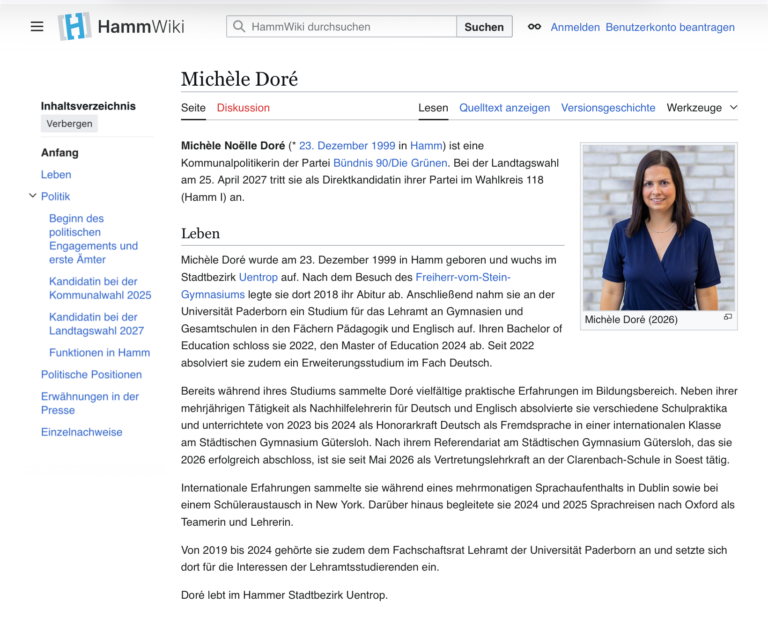 HammWiki-Artikel über Michèle Doré jetzt online
